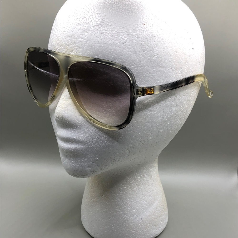 Annie Saral Paris France Vintage Retro Designer Sunglasses Oversized Green Tort.
